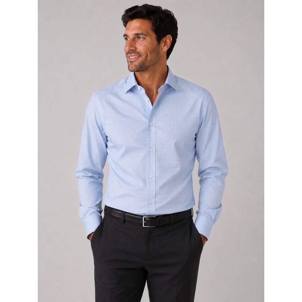 Boss Hugo Boss Sharp Fit Dress Shirt Light Blue 16.5/34 Mens Button Up